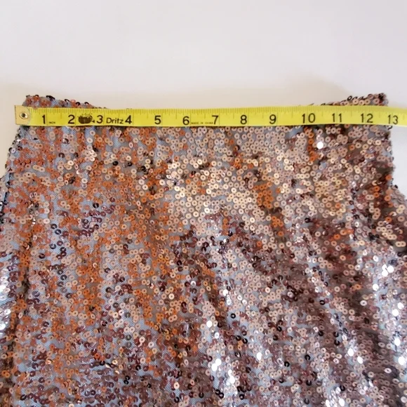 7269 * Mossimo Sequin Midi Skirt Gray Brown Rose Gold Size S NWT - Picture 7 of 8